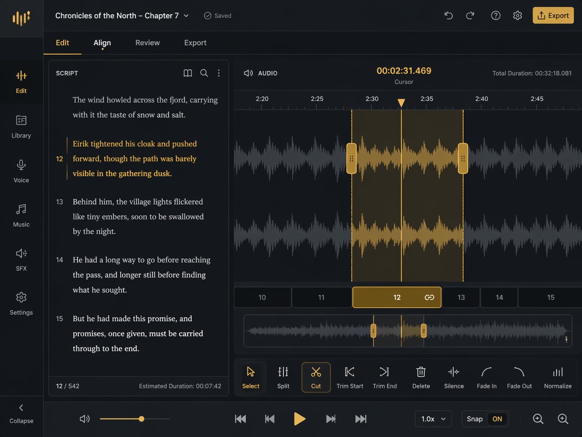 Audio editing & alignment