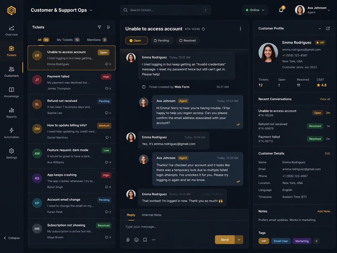 Customer & support ops